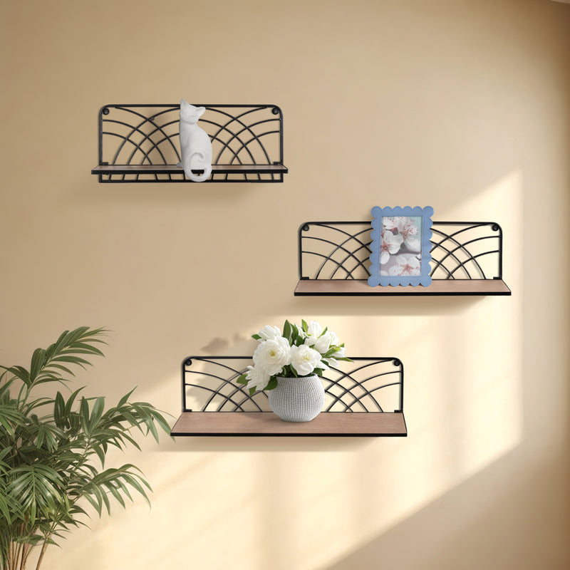 S/3 19/21/24 Wall Shelves, Natural/black