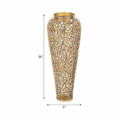 26 Fauna Metal Bouquet Floor Vase, Gold