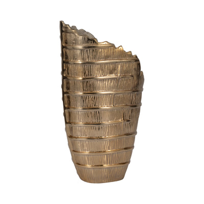 Metal, 18 Aztec Large Vase, Gold