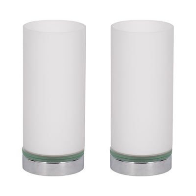 S/2 10 Glass Touch Table Lamps, White