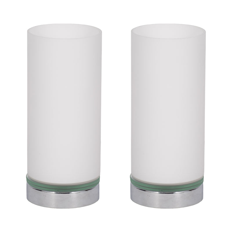 S/2 10 Glass Touch Table Lamps, White