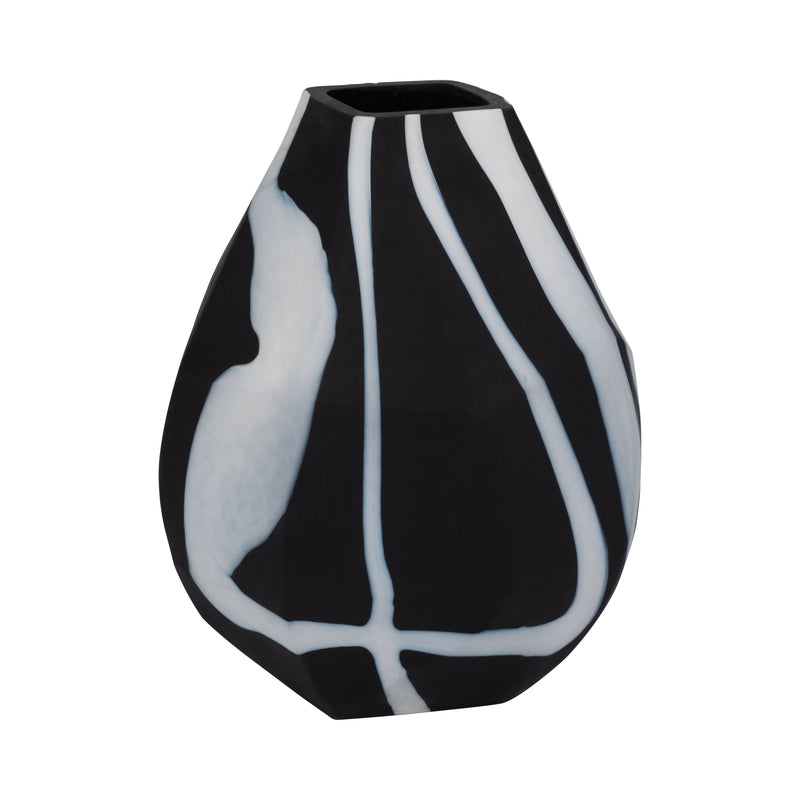 Glass, 10 Abstract Contemporary Vase, Black