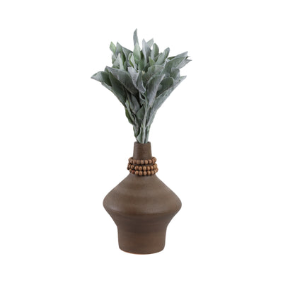 12 Tutwell Small Vase With Wood Beads, Brwn