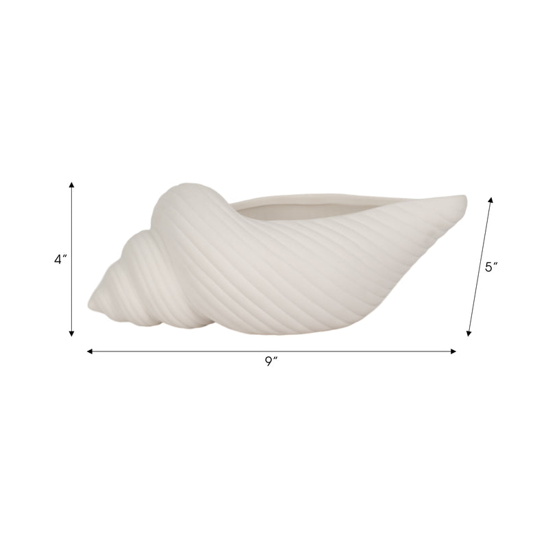 9 Conch Shell Planter, White