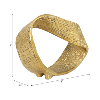 Metal, 8 Twisted Hammered Ring, Gold