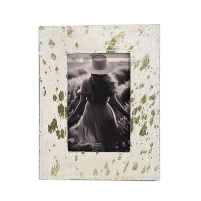 4x6 Hair On Hide Speckled Photo Frame, Tan