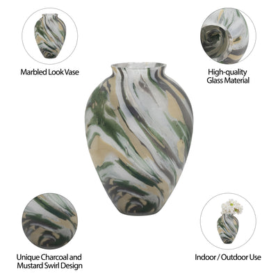 Marco Glass, 12 Marbled Look Vase, Multi