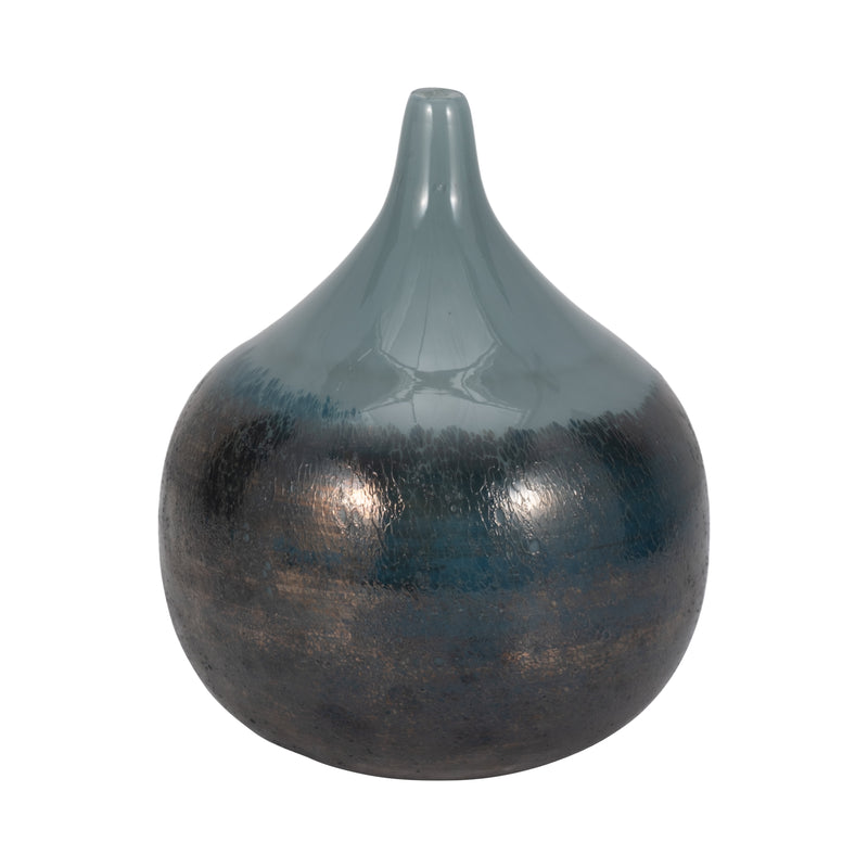 Glass, 10 2-tone Metallic Vase, Sea Green