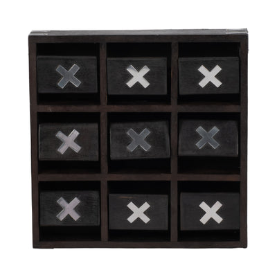 WOOD, 10X10 REVOLVING TIC TAC TOE, BLACK