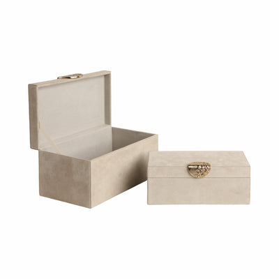 S/2 10/12 Pretoria Suede Boxes W/metak Hardware,