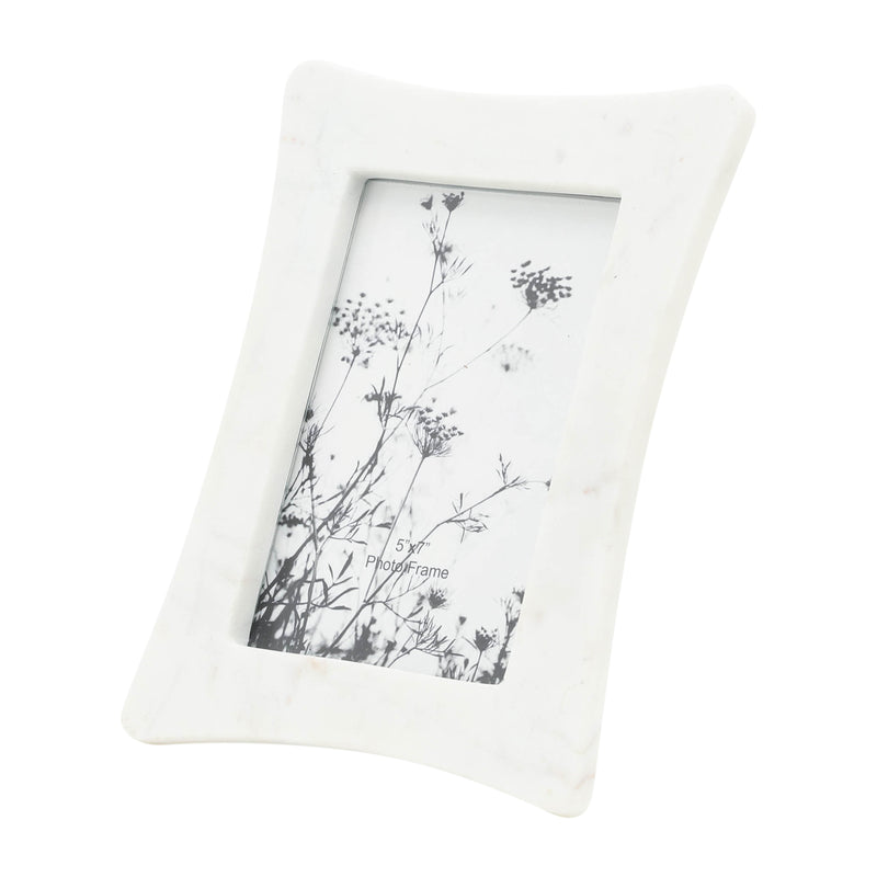 MARBLE, 5X7 CURVED PHOTO FRAME, WHITE