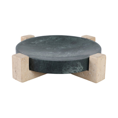 12 Archer Small Green Marble And Travertine Tray