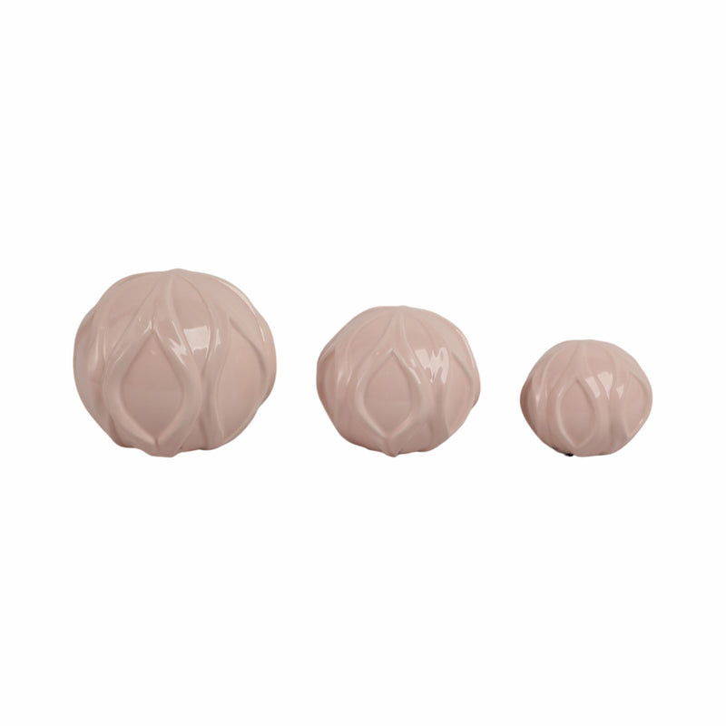 S/3 4/5/6 Madison Pink Cer Deco Balls - Set Of 3