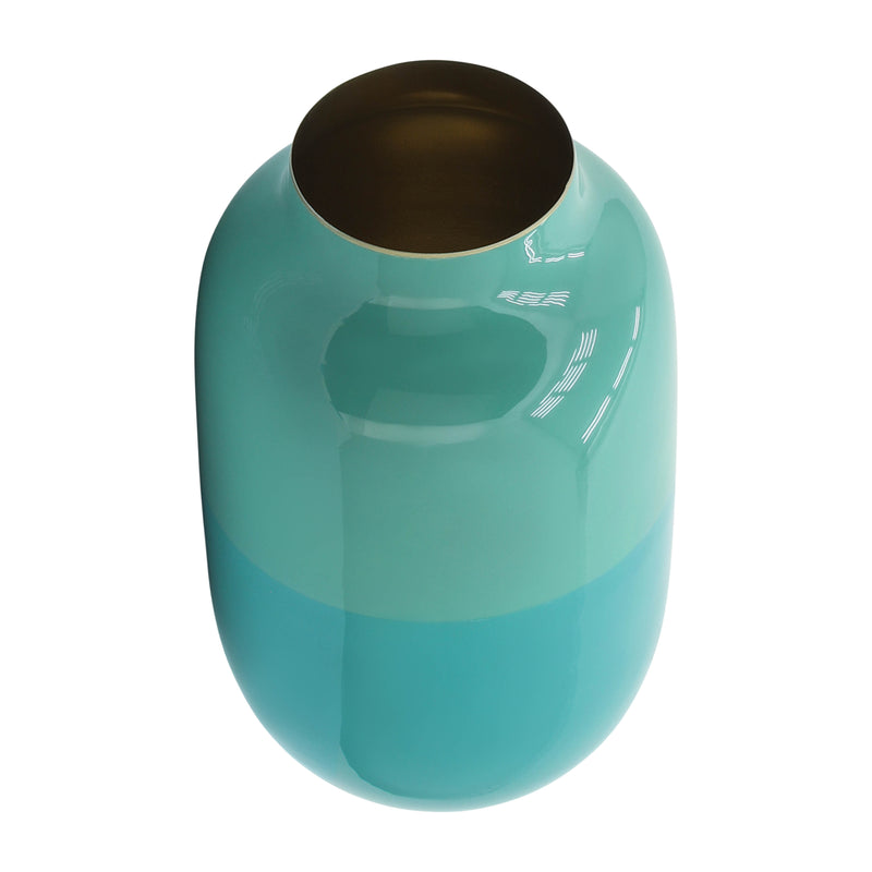 METAL 12 URN VASE, GREEN