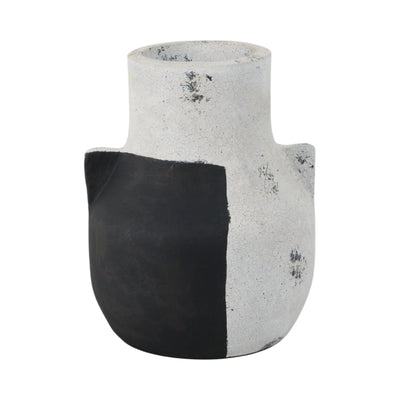 10 Black Patch Modern Terracotta Vase, Ivory/blk