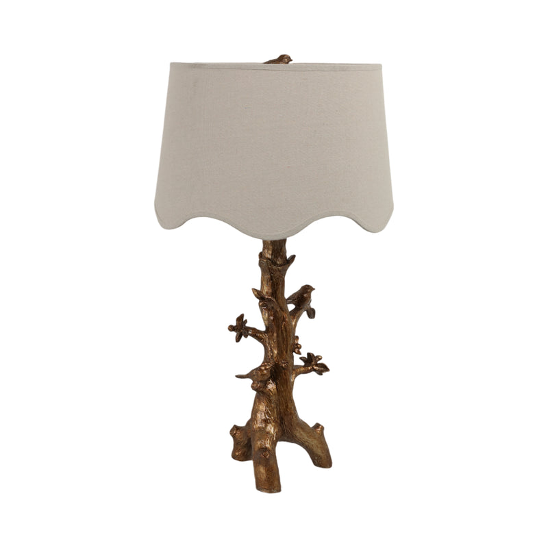 28 Perched Birds On Branch Table Lamp, Gold