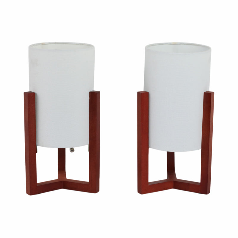 Wood,s/2,15h,cylnder Tripod Tbl Lamps,cherry/wht