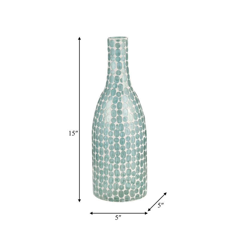 GLASS, 15H MOSAIC VASE, BLUE