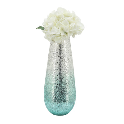 18 Crackled Vase, Green Ombre