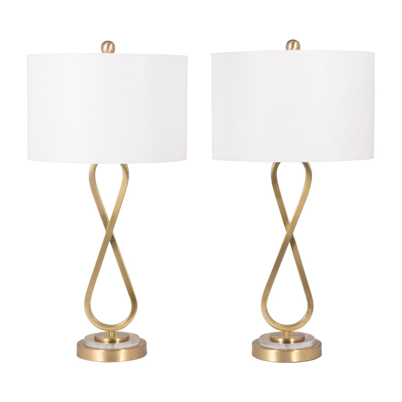 Metal, S/2 28 Infinity Table Lamps, Gold