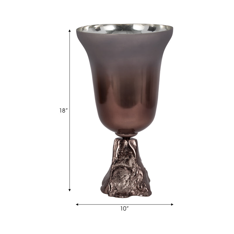 GLASS, 18 2-TONE CHALICE VASE, METALLIC KD