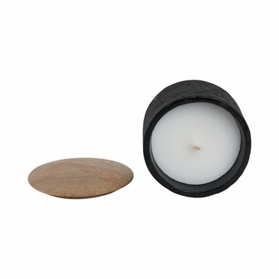 4 7 Oz Balsam & Myrrh Footed Candle With Lid, Blk