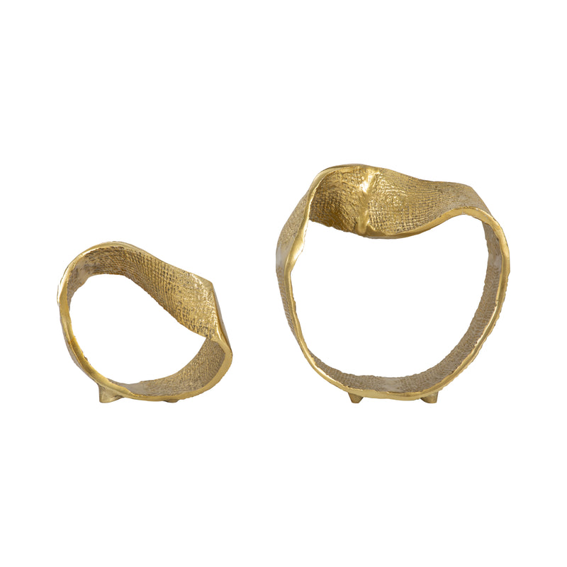 Metal, 8 Twisted Hammered Ring, Gold