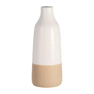 CER, 14 BOTTLE VASE, WHITE/TAN