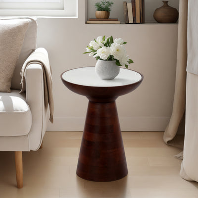 20 Wood Accent Table Marble Top, Walnut/white