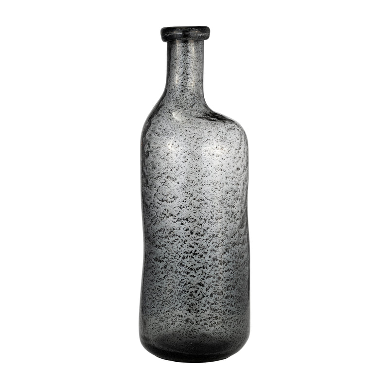 GLASS, 17H IRREGULAR SHAPE VASE, SMOKE