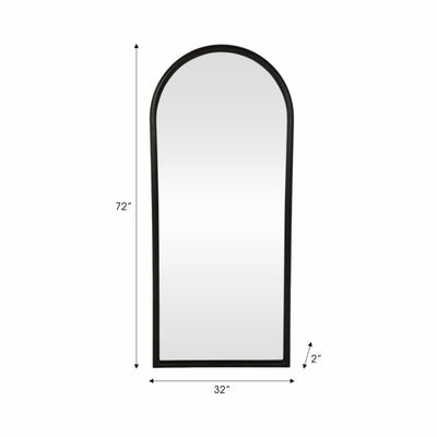 32x72 Thick Frame Arched Leaner Mirror, Black