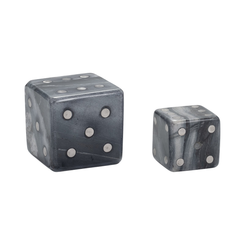 S/2 3/4 Mistry Grey Marble Dice