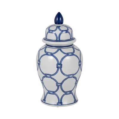 CER, 14 LINKS TEMPLE JAR, BLUE/WHITE