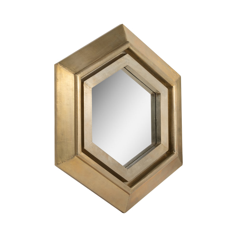 20x20 Warwin Champagne Clad Hexagon Mirror