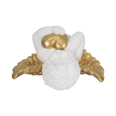 15 Garden Cherub With Heart, White/gold