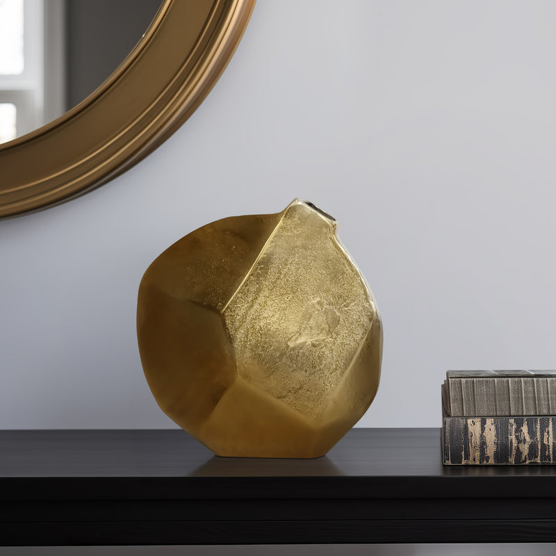 10 Zina Textured Metal Vase, Gold