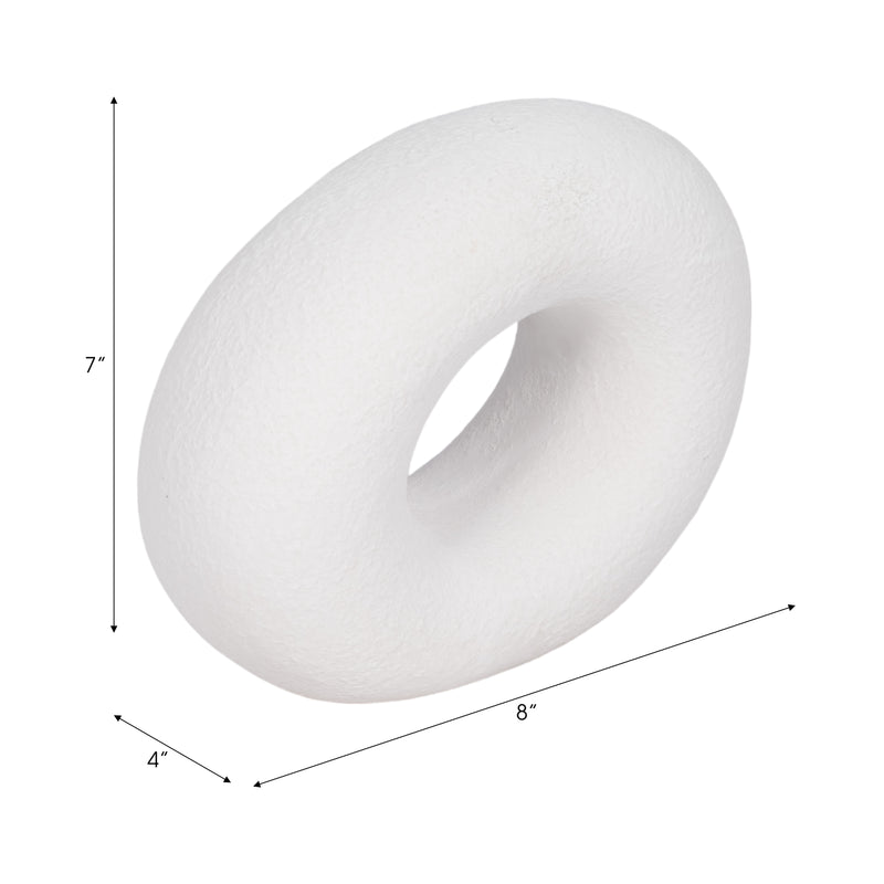 8 Textured Open Cut-out Slanted Circle Object, Wh