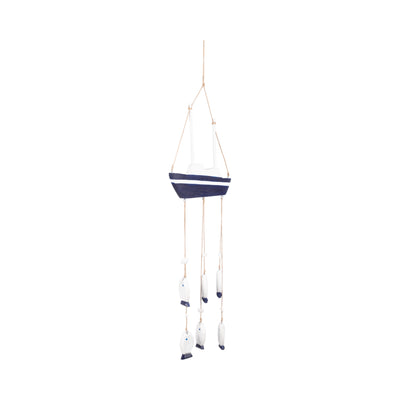 WOOD, 30 SAILBOAT W/ HANGING FISH, MULTI