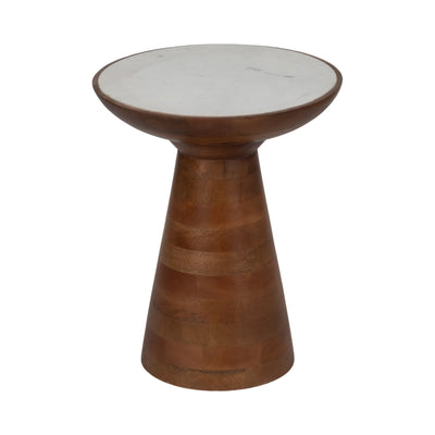 20 Wood Accent Table Marble Top, Natural/white