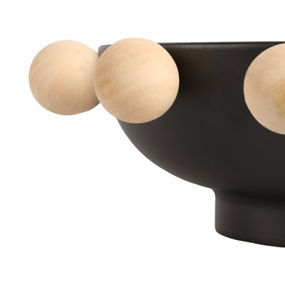 13 Bowl With Large Wooden Knobs, Black