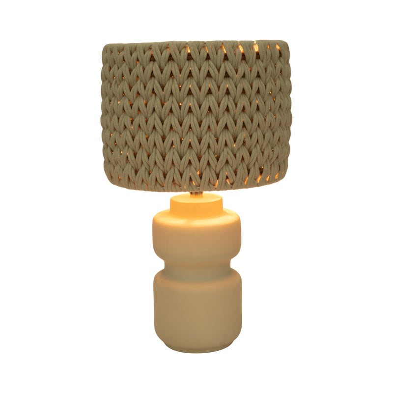 23ceramic Table Lamp With Macrame Shade