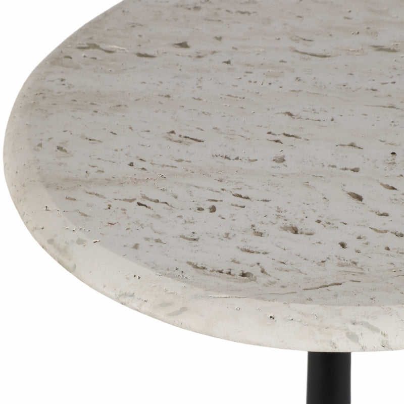 20 Travertine Accent Table Ball Base, Wht/blk