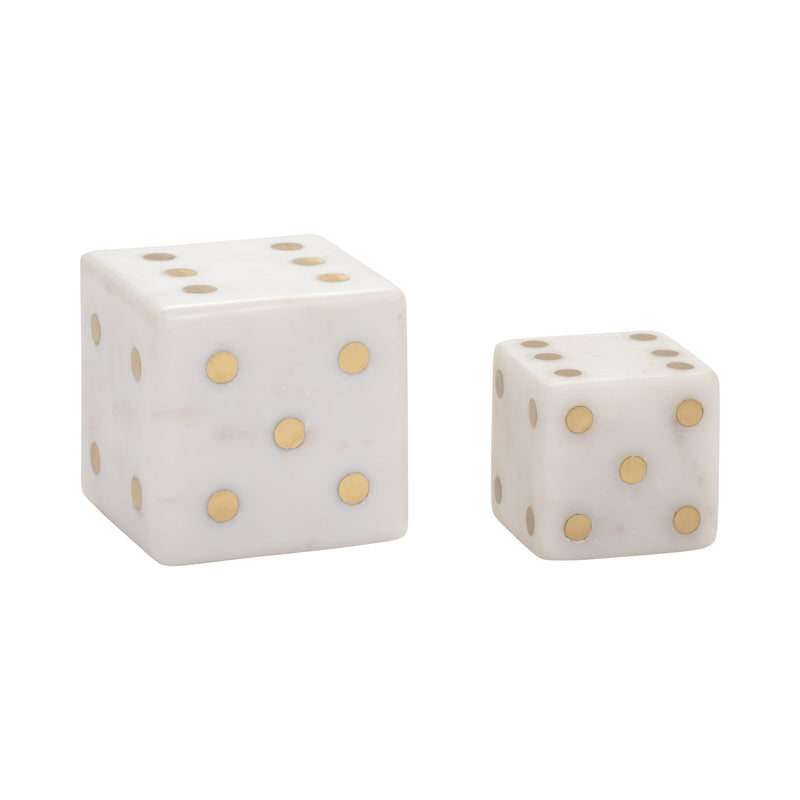 S/2 3/4 Mistry White Marble Dice