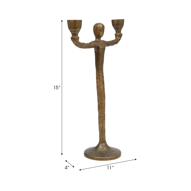 METAL, 15 2 TAPER CANDELABRA, GOLD