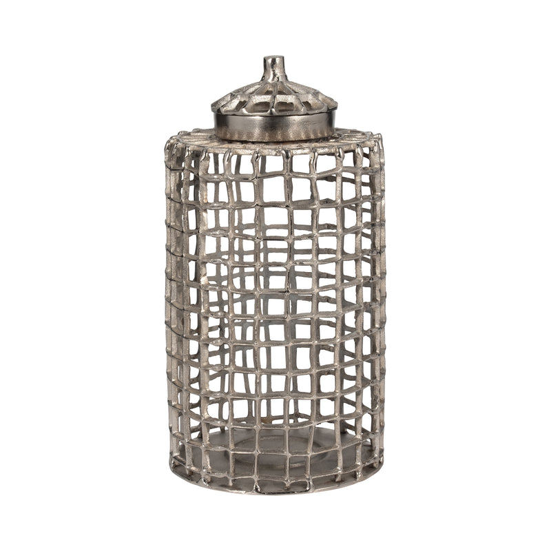 METAL, 18 LIDDED JAR, SILVER