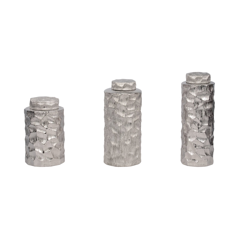 S/3 10/13/14 Anita Silver Ceramic Lidded Jars