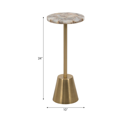 24 AGATE TOP POLISHED EDGE ACCENT TABLE, GOLD