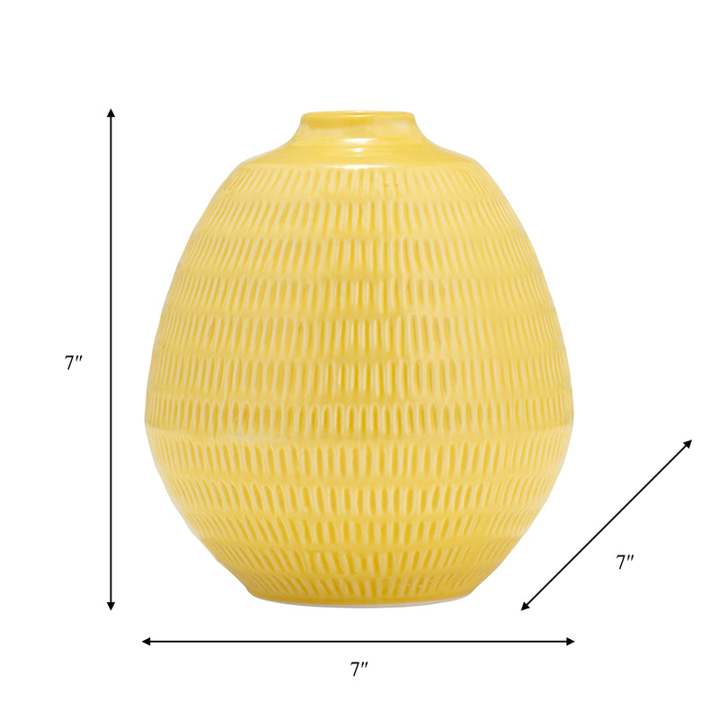 CER,7,STRIPE OVAL VASE,YELLOW