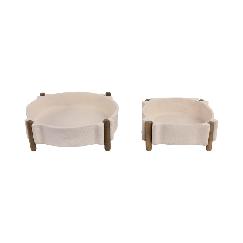 S/2 11/14 Terrace Ecomix Tray, Beige/gld