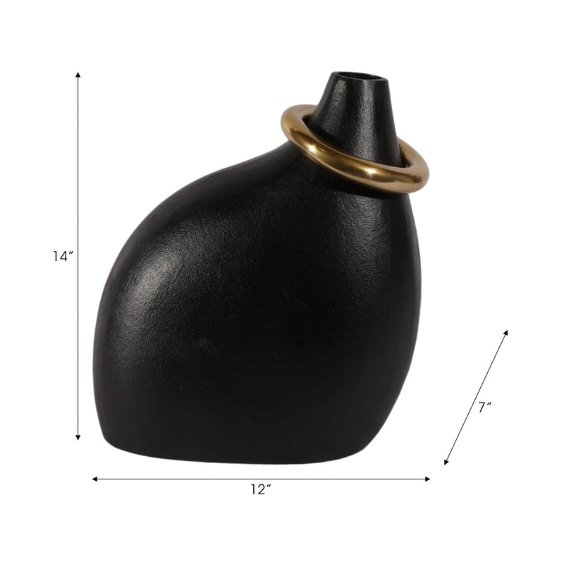 14 Rouen Small Black Vase With Ring